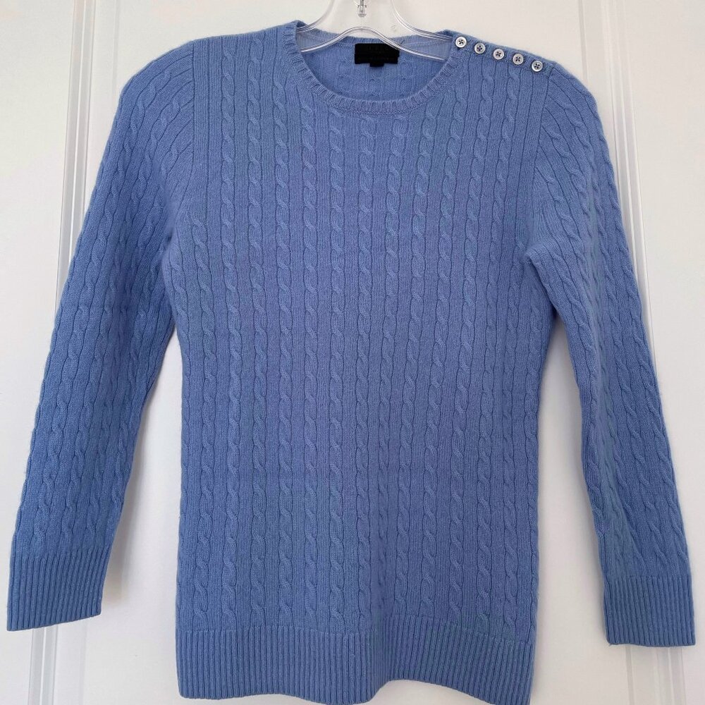 J.Crew 100% Cashmere Cable-knit Sweater - Blue, Size XS